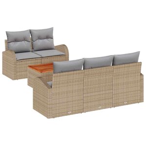 vidaXL Ensemble de canapé de jardin 6 Pièces Beige Poly rotin