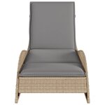 vidaXL Chaise longue avec coussin beige 60x205x73 cm résine tressée