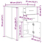 vidaXL Buffet avec tiroir Chêne noir 60 x 31 x 70 cm Bois d'ingénierie