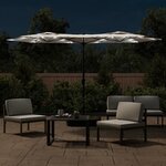 vidaXL Parasol de jardin à double tête avec LED blanc sable 316x145 cm