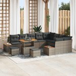 vidaXL Ensemble de canapé de jardin avec coussin 12 Pièces Gris