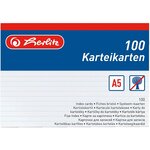 Paquet de 100 Fiches bristol 170g A5 148x210 mm Lignées Blanc HERLITZ