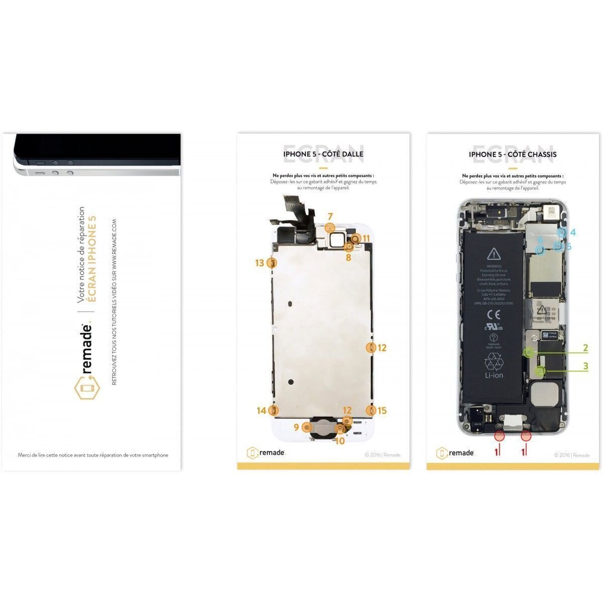 Kit De Réparation Écran Iphone 5 Remade Kscrapiph 5 Wh/r à Prix