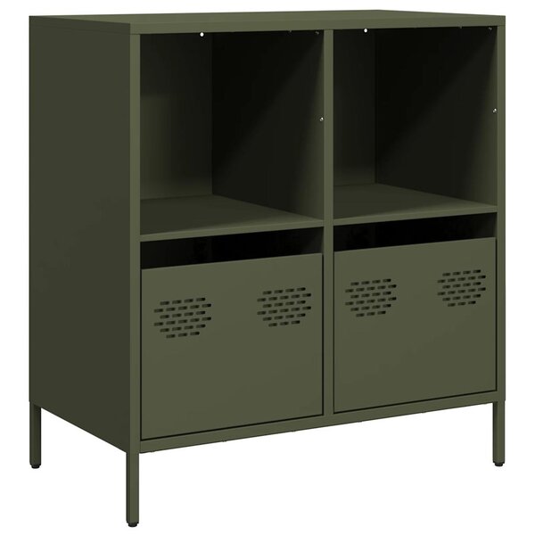vidaXL Buffet vert olive 68x39x73 5 cm acier laminé à froid