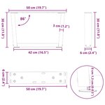 vidaXL Pieds de table basse en forme de V  2 pièces  acier naturel  50 x (30-31 3) cm