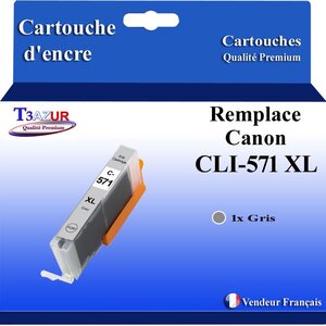 T3AZUR - Cartouche compatibles avec Canon CLI571XL CLI-571 XL pour Canon Pixma MG7751 MG7752 MG7753 TS8050 TS8051 TS8052 TS8053 TS9050 TS9055 - Gris