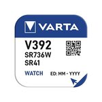 Pile oxyde argent pour montres V392 (SR41) SR736SW High Drain x 10 VARTA