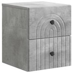 vidaXL Cabinet de chevet mural 2 Pièces Gris béton 33 x 34 5 x 40 cm