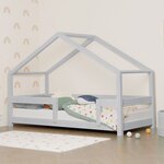 Lit cabane enfant LUCKY 120 x 190 gris clair
