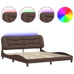 vidaXL Cadre de lit avec LED sans matelas marron 180x200 cm