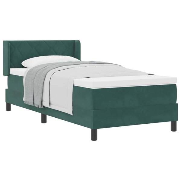 vidaXL Lit à ressorts avec matelas Vert foncé 190 x 90 cm Polyester