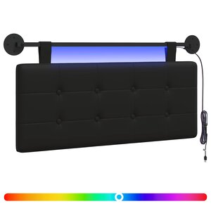 vidaXL Tête de lit suspendue Avec lumière LED Noir Simili cuir