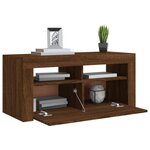vidaXL Meuble TV avec lumières LED Chêne marron 90x35x40 cm