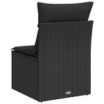 vidaXL Chaise de jardin sans accoudoirs avec coussins en polyrotin noir