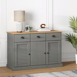 vidaXL Buffet avec tiroirs VIGO 113x40x75 cm gris bois massif de pin