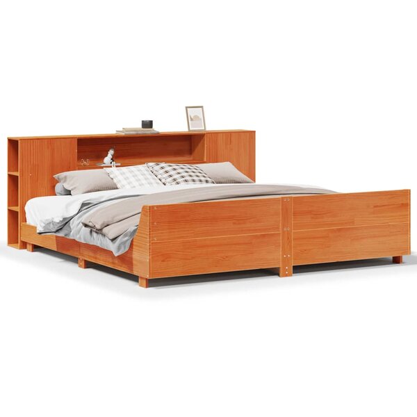 vidaXL Cadre de lit sans matelas cire marron 200x200cm bois pin massif