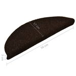 vidaXL Tapis d'escalier autocollants 15Pièces Marron 56x17x3cm Aiguilleté
