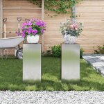 vidaXL Supports pour plantes 2 Pièces Argent 24 x 24 x 55 cm