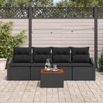 vidaXL Ensemble de canapé de jardin 5 Pièces Noir