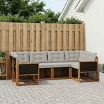 vidaXL Ensemble de canapés d'extérieur 6 Pièces Naturel et Gris clair