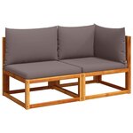 vidaXL Canapé de jardin avec coussins 2 places Bois Acacia et rotin