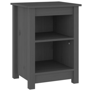 vidaXL Table de chevet Gris 40x35x55 cm Bois de pin solide