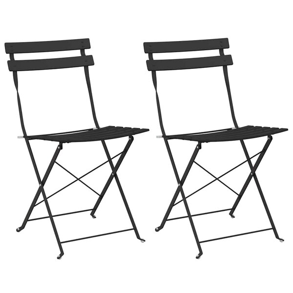 vidaXL Chaise de jardin pliante 2 pc Anthracite Métal