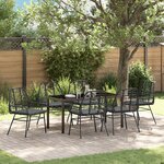 vidaXL Ensemble de salle à manger de jardin 7 pièces avec coussins  rotin poly noir
