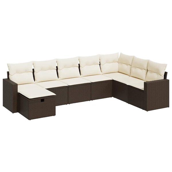 vidaXL Salon de jardin 8 Pièces avec coussins marron résine tressée