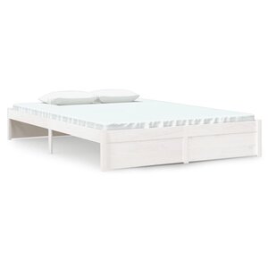 vidaXL Cadre de lit sans matelas blanc bois massif 135x190 cm