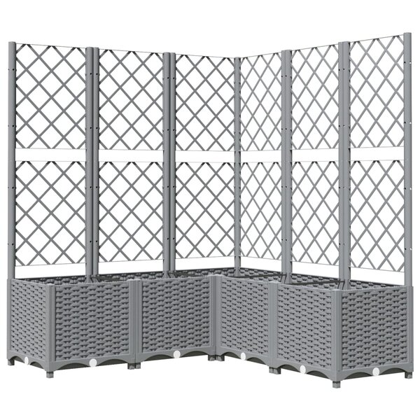 vidaXL Jardinière avec treillis gris clair 120x120x136cm polypropylène