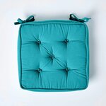 Galette de chaise coussin rehausseur en coton Turquoise  40 x 40 x 10 cm - HOMESCAPES