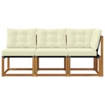 vidaXL Canapé d’extérieur milieu et coin avec coussin 3 Pièce Naturel