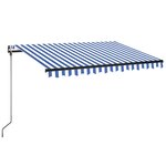 vidaXL Auvent automatique capteur de vent/LED 350x250 cm Bleu et blanc