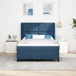 vidaXL Lit à ressorts avec matelas Bleu 140 x 190 cm tissu