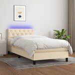 vidaXL Sommier à lattes de lit avec matelas LED Crème 80x200 cm Tissu