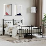 vidaXL Cadre de lit métal sans matelas avec pied de lit noir 140x200cm