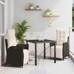 vidaXL Ensemble de salle à manger pour jardin 3 Pièces Marron Poly rotin
