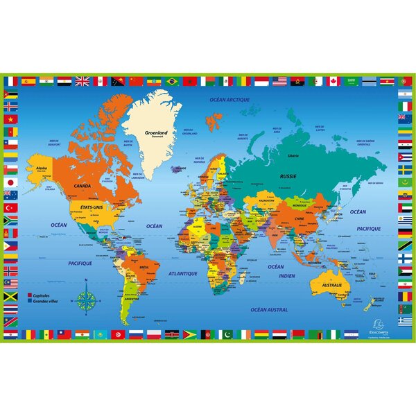 Sous-main Rigide Pvc Monde - 37 5x57 5 Cm - Visuel - Exacompta