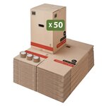 Pack and Move - Lot 50 Cartons Déménagement Premium - 40 X 40 X 60 Cm - Résistance 30 KG - Double Épaisseur - Poignées Renforcées - 3 Adhésifs Offerts