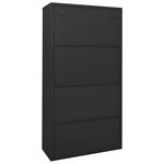 Armoire de bureau porte coulissante 90 x 40 x 180 cm avec 3 étagères réglables style moderne en acier anthracite 02_0046825