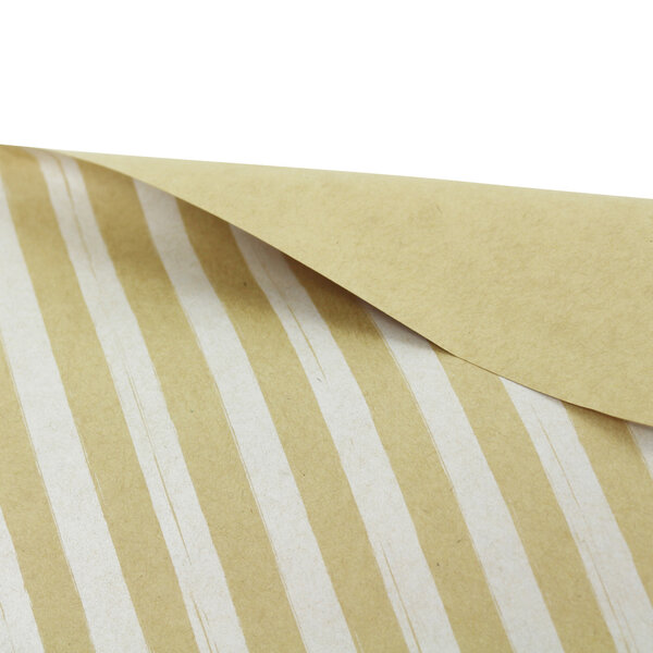 Lot de 50 Papier cadeau à rayures Kraft et blanc 2 x 0 70m
