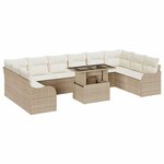 vidaXL Ensemble de canapé de jardin 11 Pièces Beige Poly Rattan