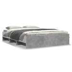 vidaXL Cadre de lit sans matelas gris béton 150x200 cm bois ingénierie