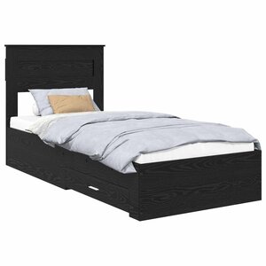 vidaXL Cadre de lit Chêne noir 90 x 190 cm Bois d'ingénierie