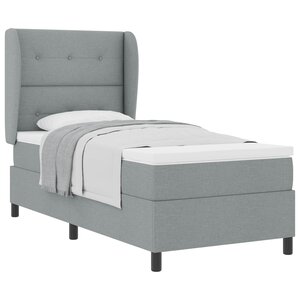 vidaXL Lit à ressorts avec matelas Gris clair 90 x 200 cm tissu