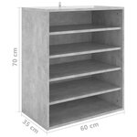 vidaXL Armoire à chaussures Gris béton 60x35x70 cm Bois d’ingénierie