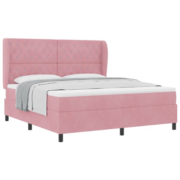 Lit avec sommier pink vidaXL et matelas 180x200 cm en velours