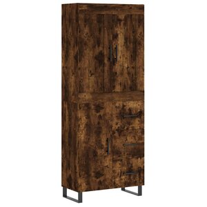 vidaXL Buffet haut Chêne fumé 69 5x34x180 cm Bois d'ingénierie