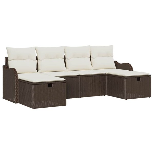 vidaXL Ensemble de canapé de jardin 6 Pièces Marron Poly rotin